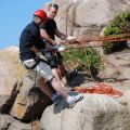Teambuildingtur på Bornholm ved Opalsøen, der ligger mellem høje stejle klippesider og umiddelbart ved siden af Hammersøen. Aktivitetsdag sammen med APROPOS kommunikation. <br>Copyright APROPOS kommunikation